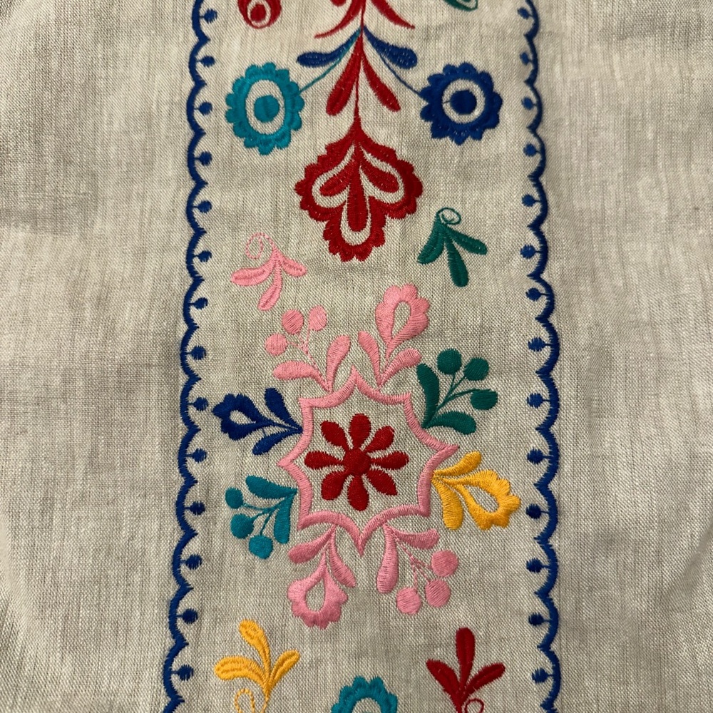 Boden Beige Skirt with Colorful Embroidery - Picture 3 of 10